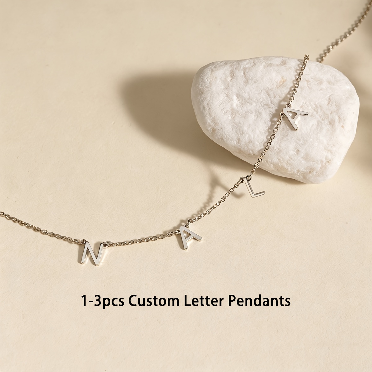 TEMU Customizable 1 Letter Options, Women's Personalized Stainless Steel Letter Pendant Necklace, Elegant And Minimalist, Custom Jewelry For Parties