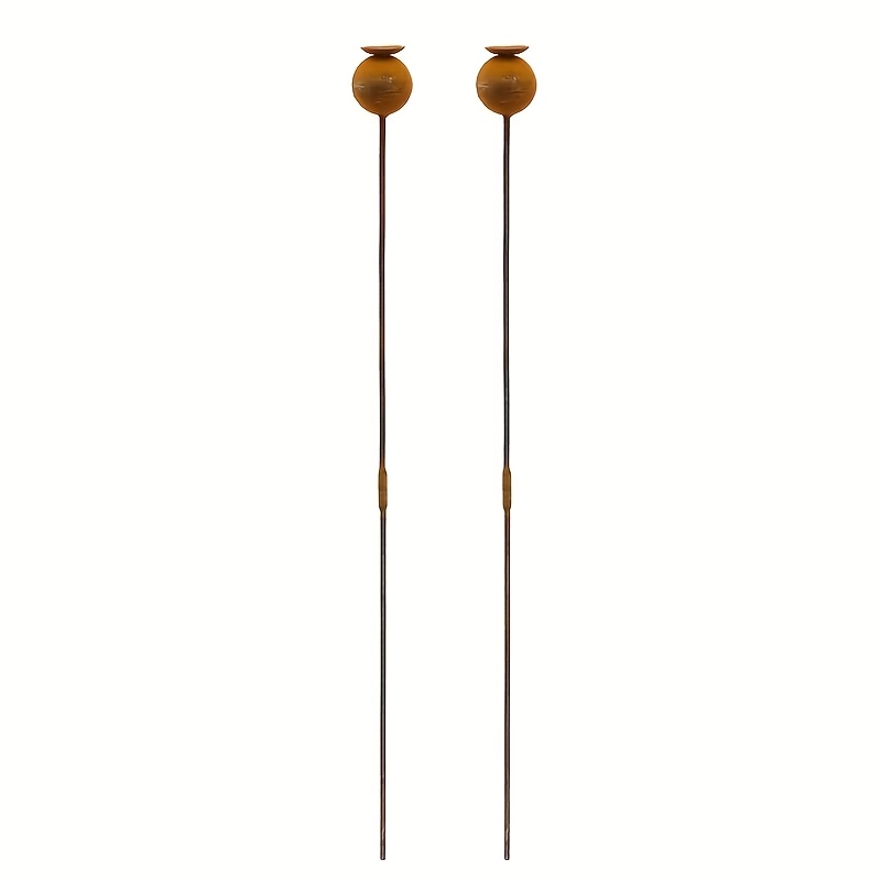TEMU Lot de 2 statues de plantes extérieures en métal rouillé à dents avec têtes de fleurs en métal rouillé, piquets décoratifs pour de fleurs effet