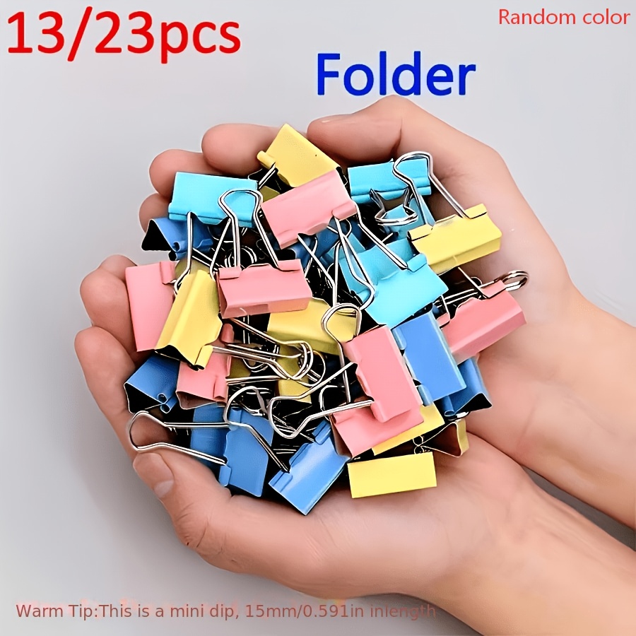 13 23 pack of 15mm colored metal binder clips random colors painted iron file folder office and home supplies office file folder