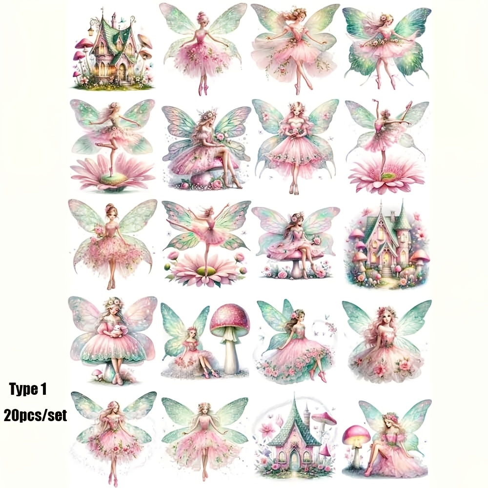 Image of 1 Pack Of Retro Cute Flower Fairy Hand Account Sticker Retro Cute Flower Fairy Handmade Sticker Decoration Diary Album Photo School Handmade Material Sticker Decoration