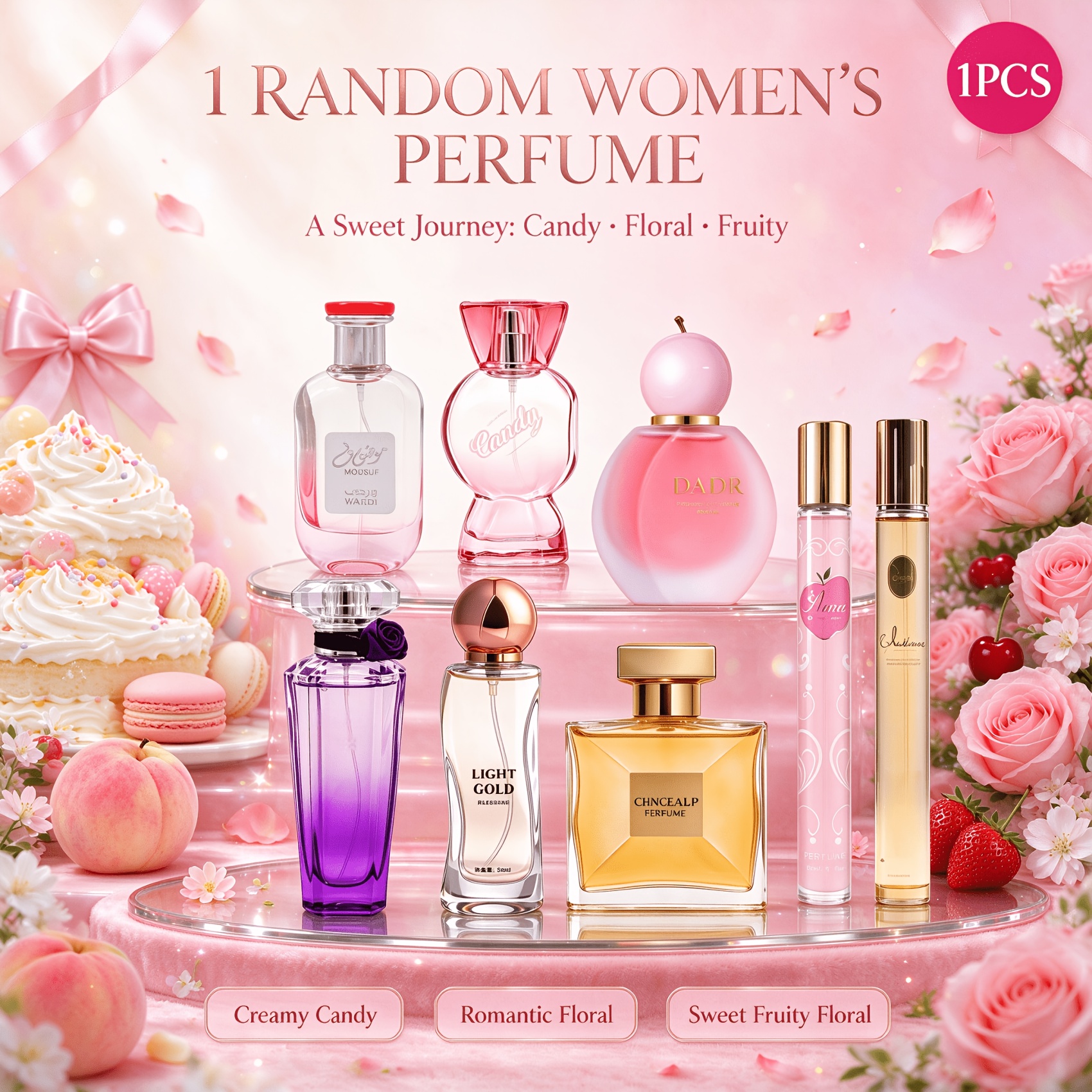 TEMU Random 1pc Women's Perfume Candy Floral Scent - Light Fragrance For Work Dating Travel Special Occasions 1 Random Bottle Daily Gift