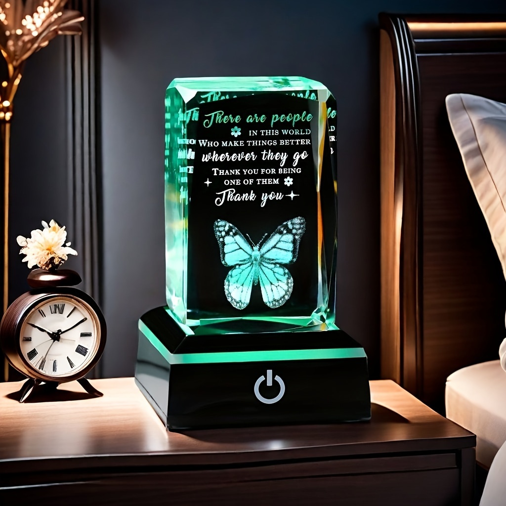 TEMU 3d Crystal Souvenir With Led , Usb Charging, Inspirational Thanksgiving Gift For Colleagues, Teachers, , Family, Thanksgiving Desk Decoration, Best Gift For Halloween, Christmas, Birthday