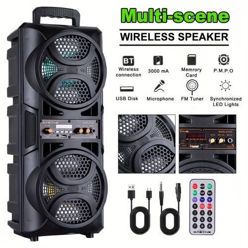 3000w portable bluetooth speaker with 5 subwoofer outdoor support fm radio led colorful lights with microphone support for tf fm radio usb aux for home party travel chrismas party