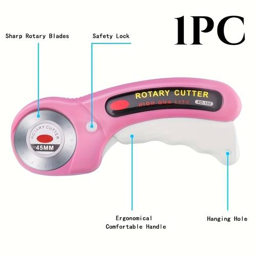 1pc 45mm rotary cutter 7pcs 1pc 45mm rotary cutter with 1 box ergonomic handle rotary cutter with safety lock suitable for fabrics leather handicrafts sewing quilting and textiles ideal for handed