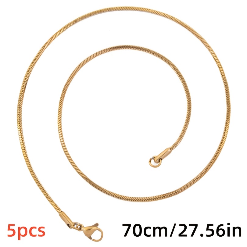 5pcs Multi-Length Lobster Clasp Square Snake Chain Necklace Set