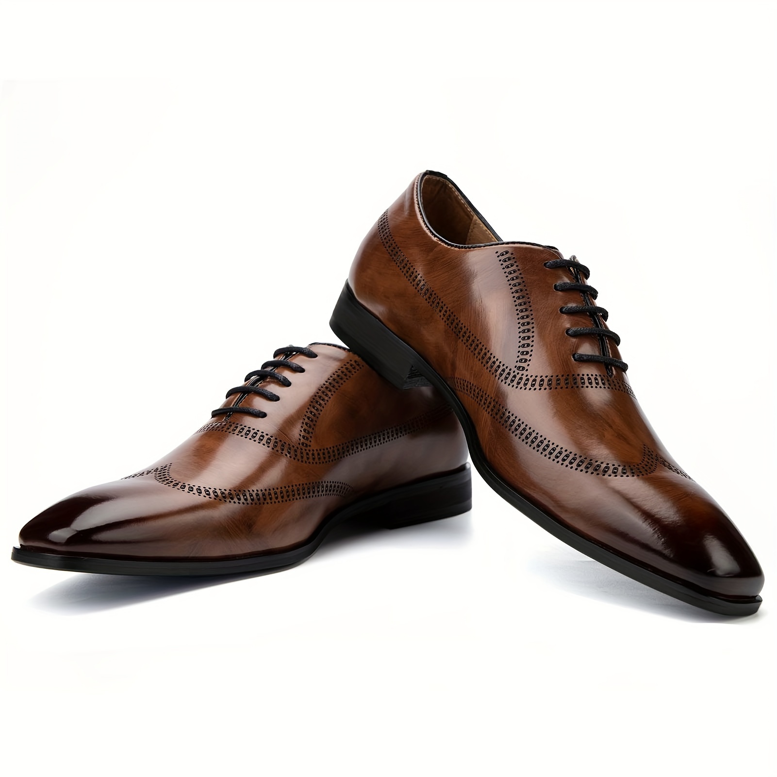 Chaussures Homme Oxford En Cuir - Chaussures Ville Élégantes à Lacets Pour Mariage