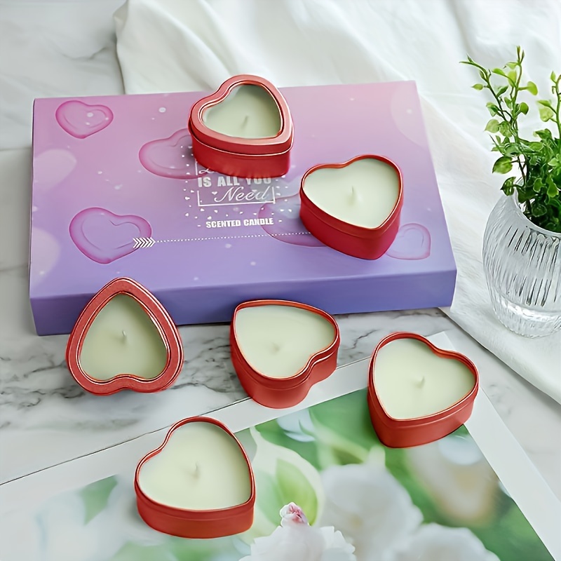 

32-pack Heart-shaped Scented Candle Tins Kit, 6 Colors Metal Containers With 8 Wicks, 8 Wicks Sticks, And 10 Glue For Wedding, Home Decor, Christmas, Easter, Graduation, & Memorial Day Events