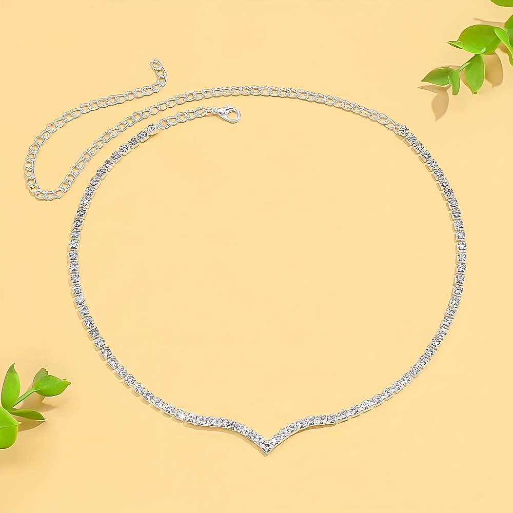 Women's V-Shaped Rhinestone Necklace for Weddings