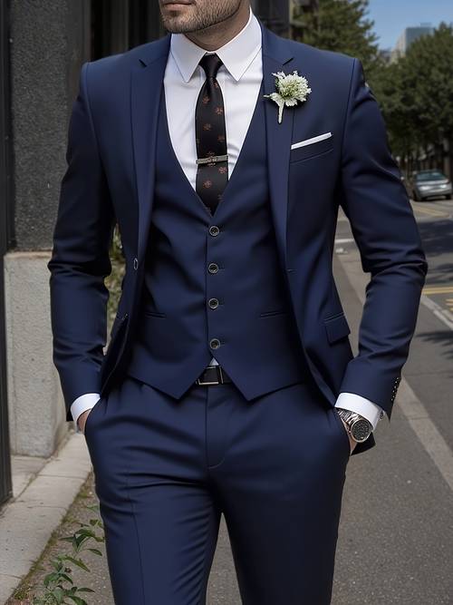 mens fit 2pcs suit single breasted dress pants formal outfit for special occasions daily wear