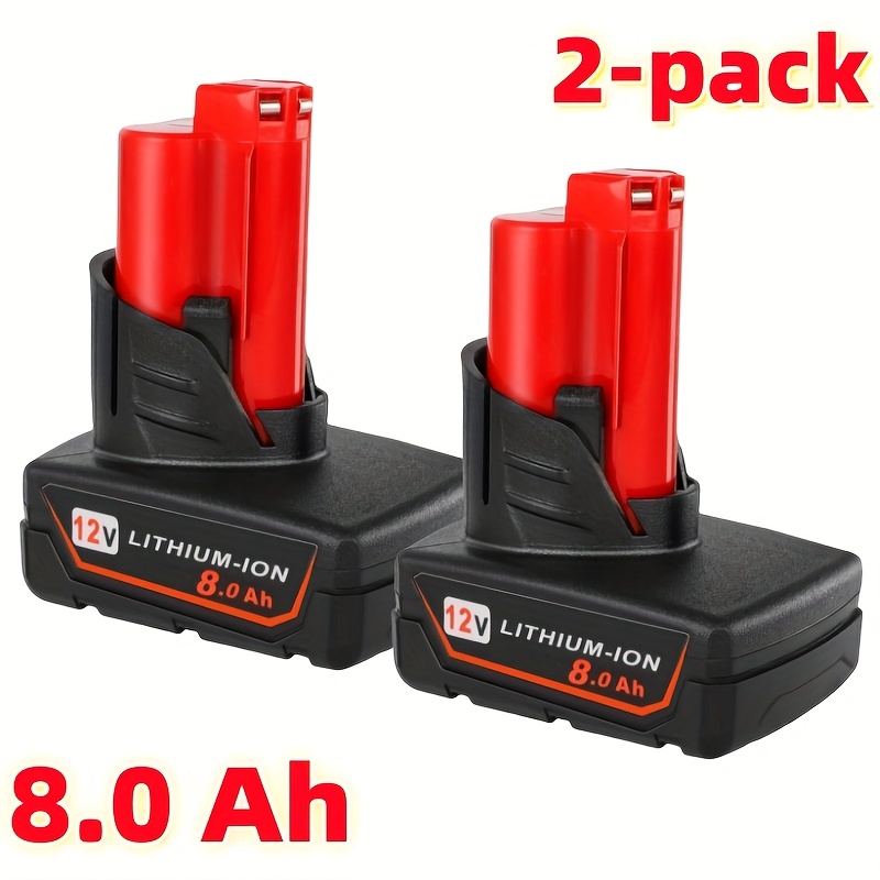 TEMU Lot de 2 batteries de remplacement 12V 8.0Ah compatibles avec M12 8Ah 48-11-2401 Li-Ion Batterie 48-11-2420 48-11-2411 48-11-2440 48-11-2402