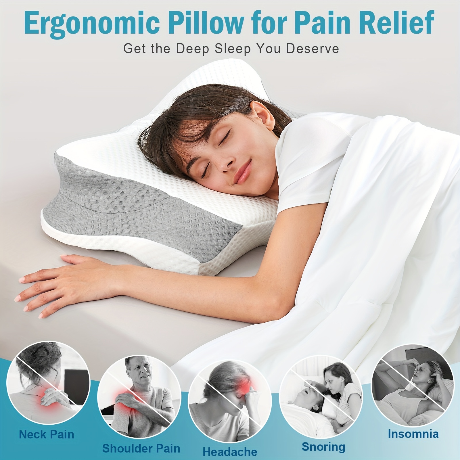 Ergonomic Cervical Pillow - Hypoallergenic, Soft, Orthopedic Neck Support for Side & Back Sleepers, Machine Washable - Image 9