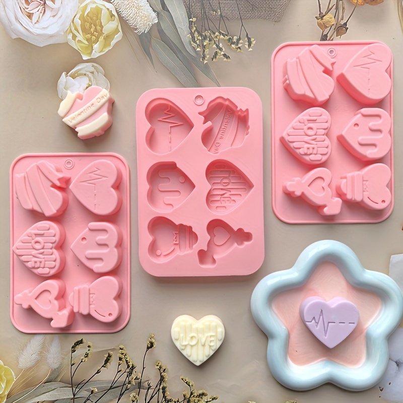 

2pcs Silicone Candle Molds, 6-hole Heart-shaped, Aromatherapy Soap Molds For Diy, Essential Oil, Valentine's Day Wedding Souvenirs, Rectangle Shape