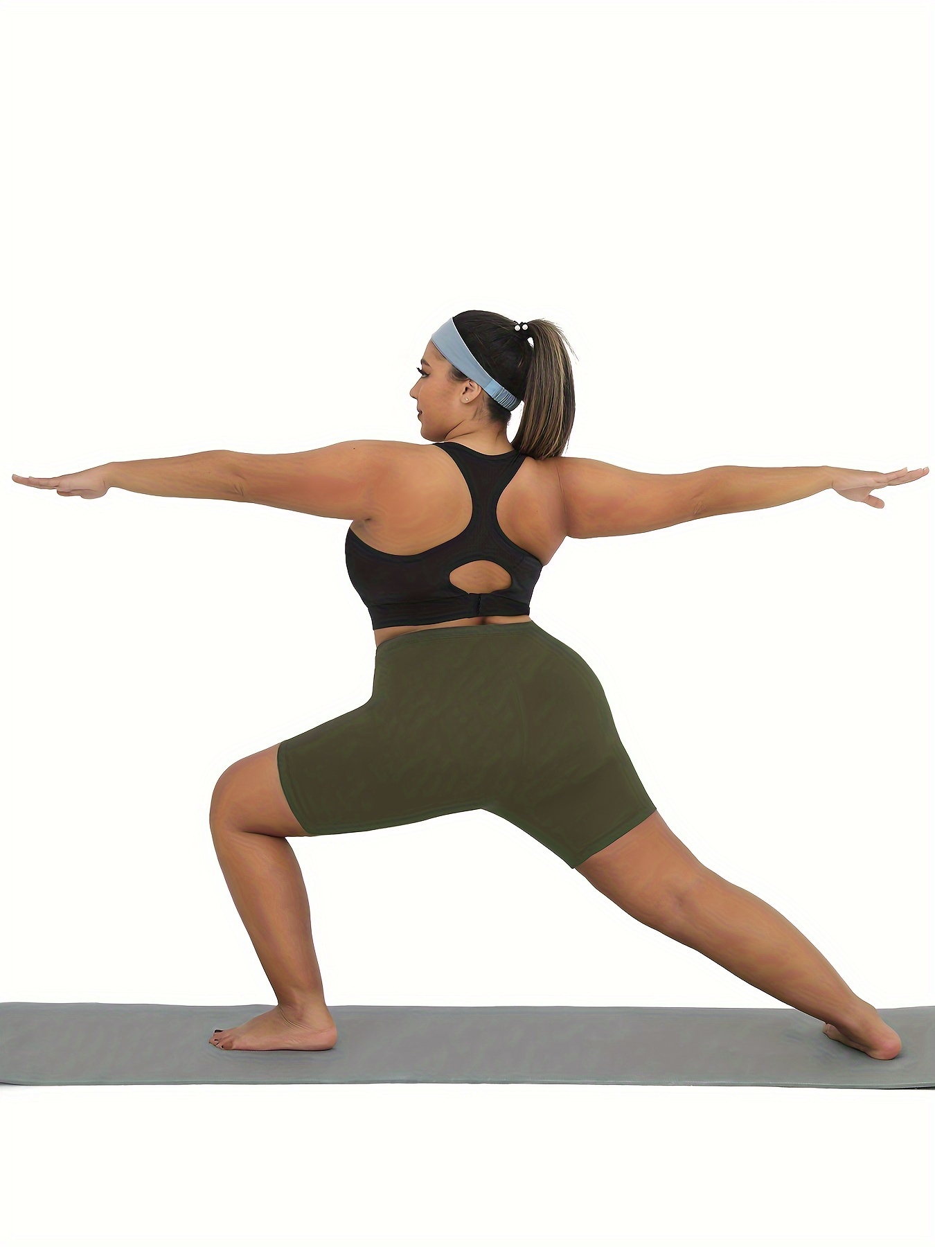 Plus Size Vibrant Green Biker Shorts for Women - Super Soft, No-See-Through, High-Waisted Workout & Yoga Gear, 15.24cm Inseam, Stretchy Polyester/Spandex Blend, Machine Washable, Plus Size Shorts