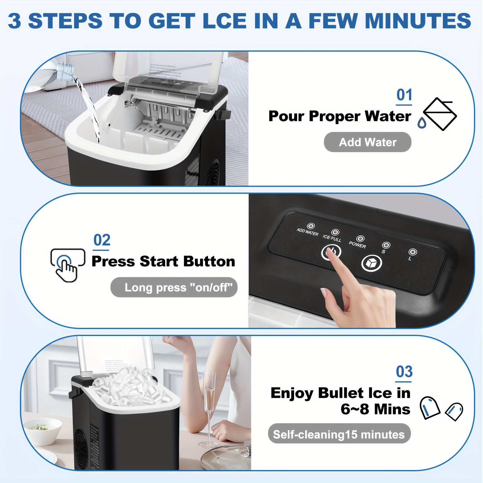 christmas gift ice maker countertop 9 cubes ready in 7 20lbs in 24hrs 2 sizes of bullet ice self cleaning ice machine with ice scoop and basket for home kitchen details 3