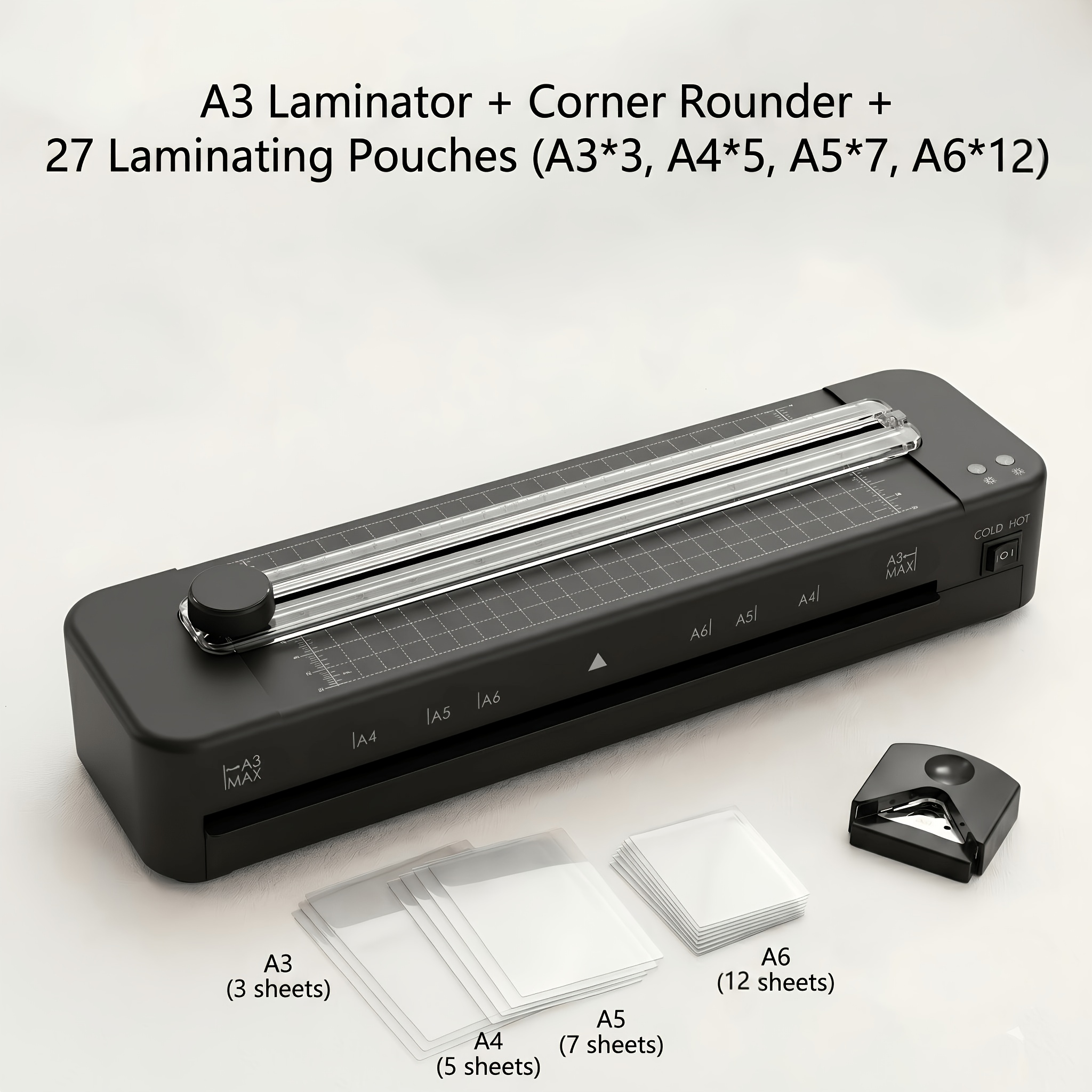 Image of A3 Laminator Machine, 13 Inch Thermal Laminator, 95s Fast 355mm/min Laminating Speed, Fits 80-125mic Pouches For A3/a4/a5/a6, Built-in Paper Trimmer For Home Office School Use