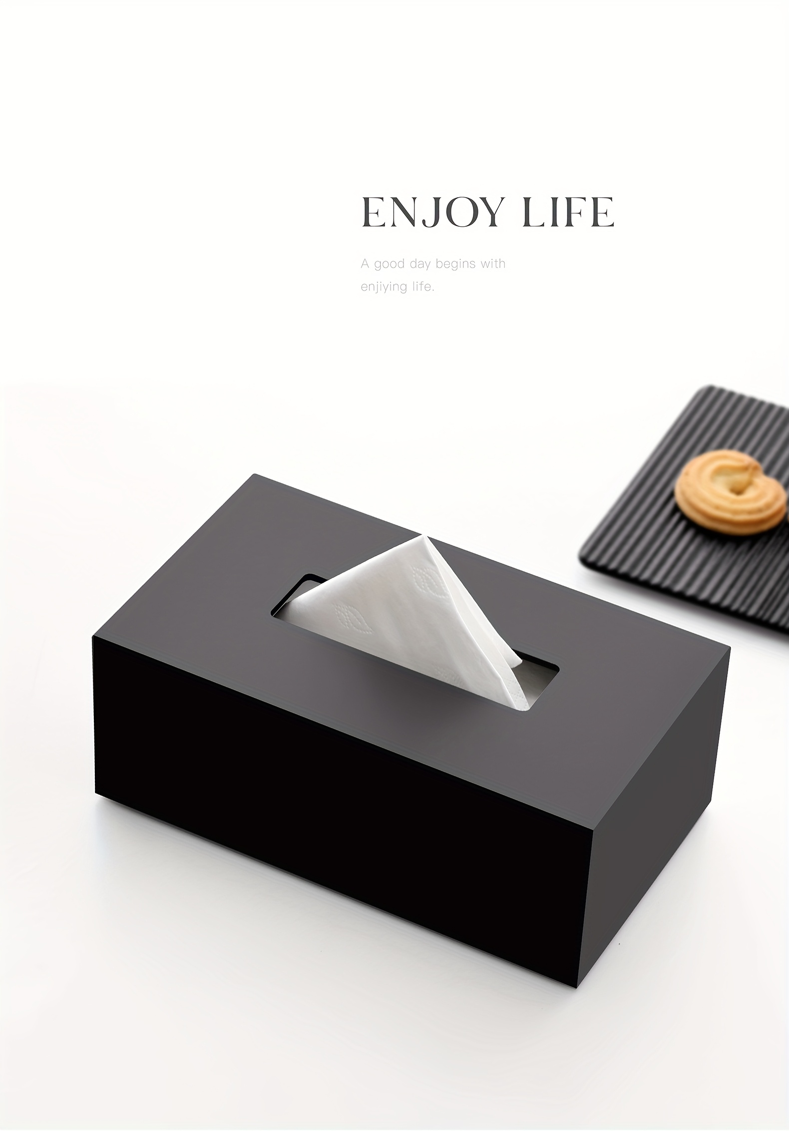 modern black tissue box holder with matte or glossy   - heavy-duty rectangular design with   lid & tissue dispenser slot | durable acrylic construction for home, office, hotel, restaurant | minimalist decor, space-saving & hygienic | compatible with tissues (no  /screws), modern tissue box holder, reusable square tissue box, tissue box with storage, craft tissue box, tissue box holder for car Product details 0