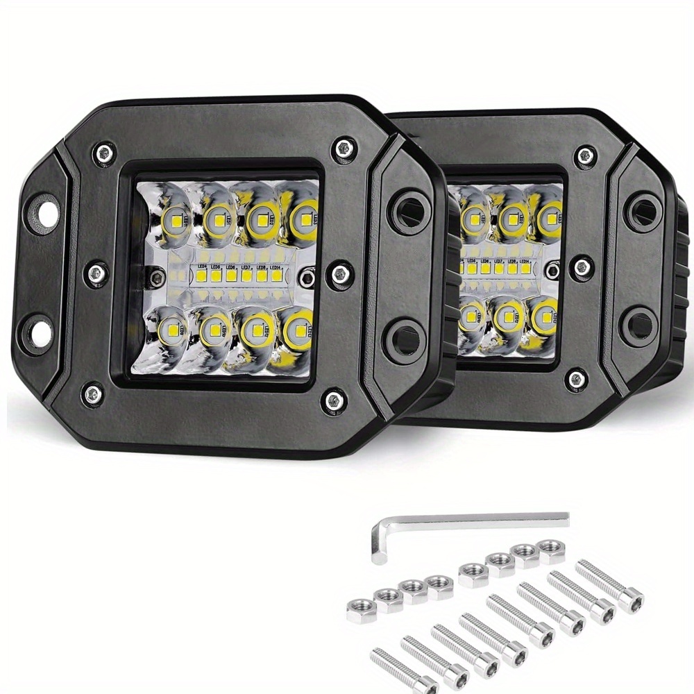 TEMU Set Of 2 Flush Mount Led Pods, 5 Inches, 78w Work Lights, Led Light Bar For Trucks, Utvs, , Suvs, Boats, 4x4 Vehicles, And Off-road Use, Without Battery