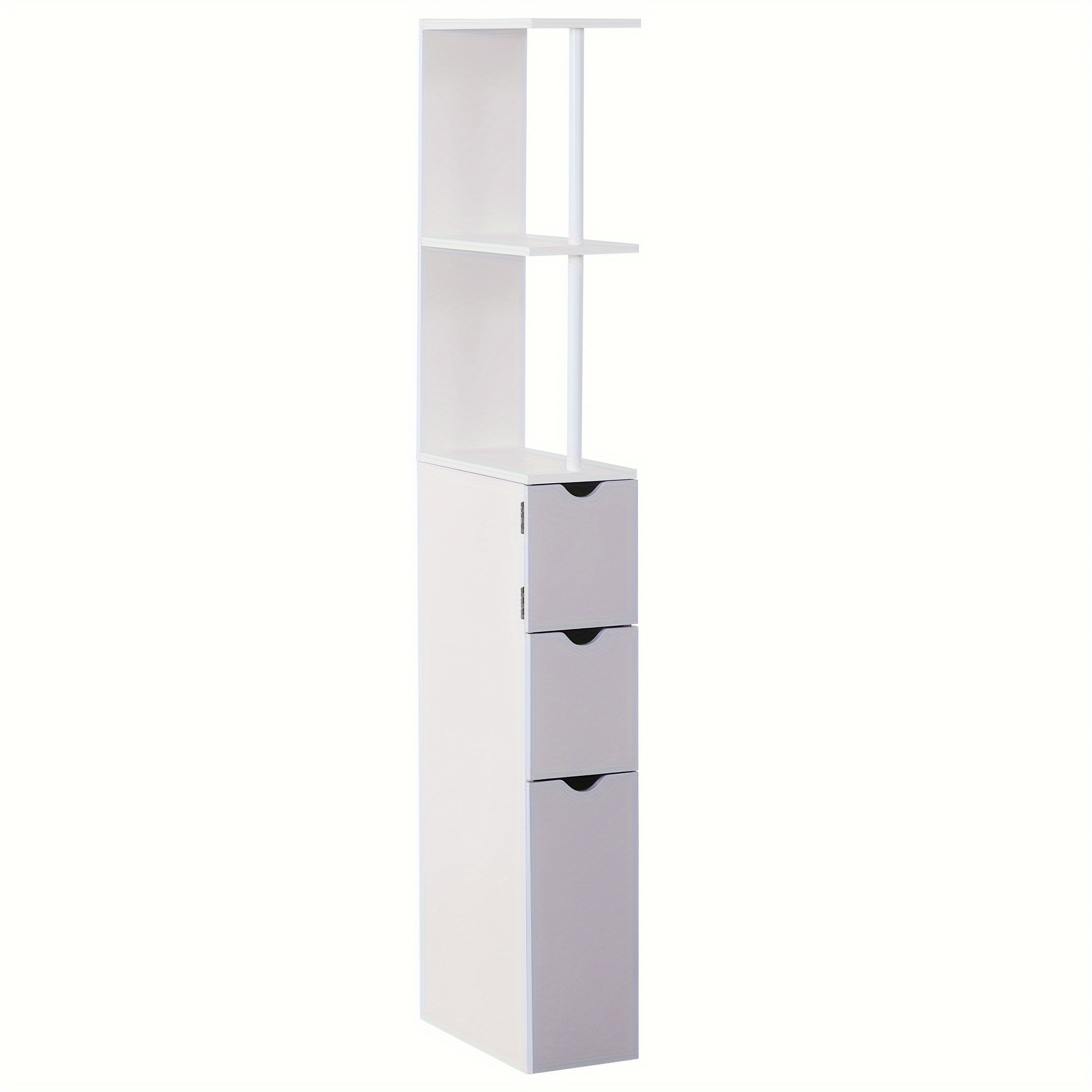 

Homcom 54" Tall Bathroom Storage Cabinet, Freestanding Linen Tower With 2-tier Shelf And Drawers, Narrow Side Floor Organizer, White