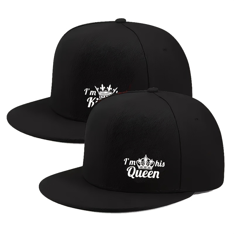 TEMU 2pcs Couple Deux Pièces Motif Imprimé Six Pièces Casquette de Baseball Hip Hop, Unisexe Personnalisée Tendance Mode Sport Bord Plat Chapeau de