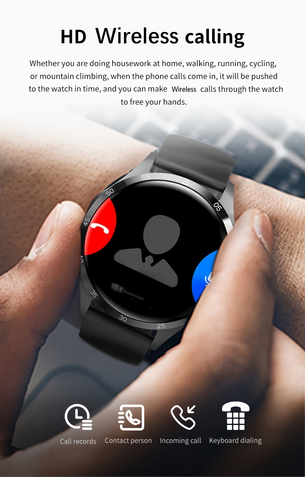 100+ Sportmodi 2024 Neue Sport-Smartwatch für Herren 1,53-Zoll-AMOLED-360 * 360-HD-Bildschirm Kabelloses Telefonieren, Sprachassistent, NFC-Fitnesstracker_voghion.com