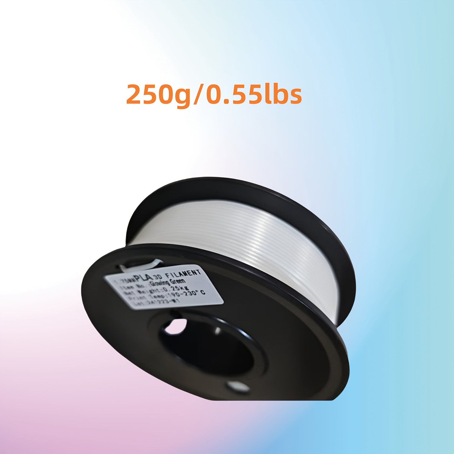 Glow In The Dark Pla Filament 1.75mm 3d Printer Filament, 0.25kg Spool (0.55lbs), Dimensional Accuracy +/- Mm, Fit Most Fdm 3d Printer ()