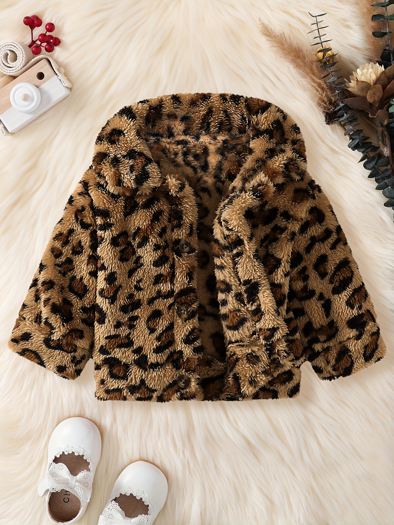 baby girls autumn and winter leopard print warm cardigan jacket for   Product details 1