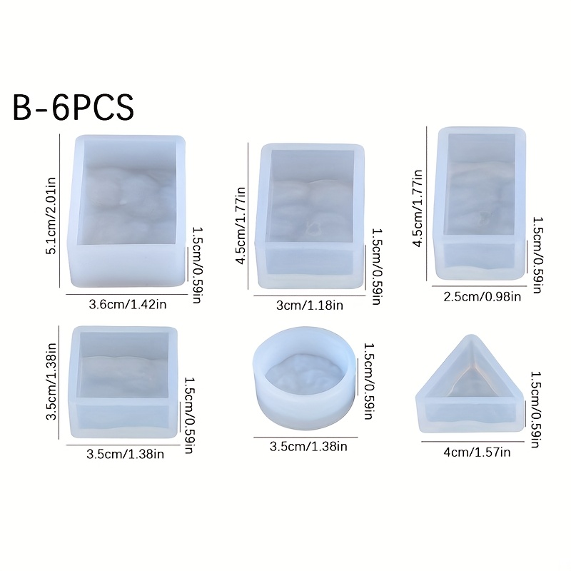 Image of 4pcs/6pcs/set Rectangle Water Pattern Silicone Mold Diy Rouond Water Ripple Pendant Epoxy Resin Molds Handmade Gypsum Plaster Concrete Cement Crafts Ornament Mould Home Decor Making Supplies