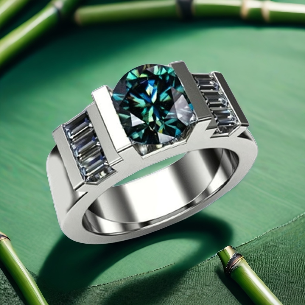 S925 Moissanite Inlaid Ring, Elegant Birthday Gift