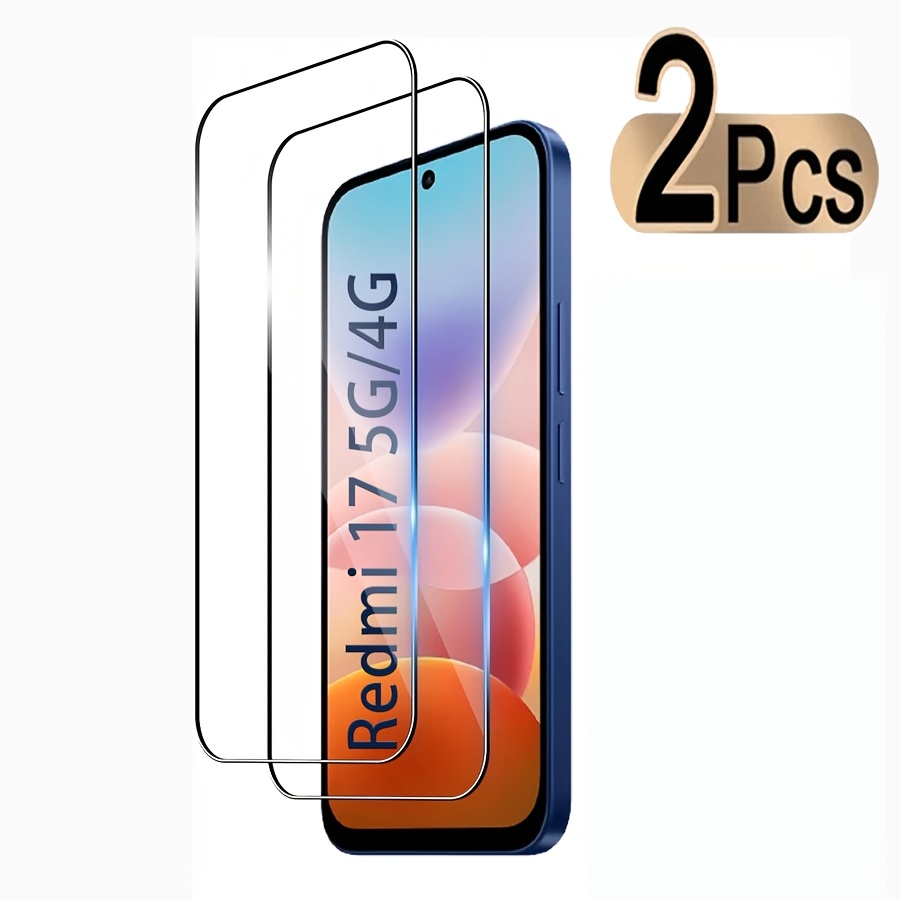 TEMU 2 protectores de pantalla de vidrio templado transparente para Xiaomi Redmi 17 4G 5G, película de vidrio