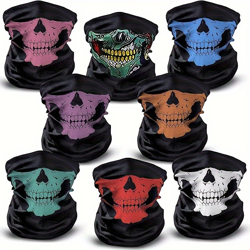 

4pcs Print Balaclava Face Masks - Versatile Neck Gaiter For Cycling, Motorcycling & Outdoor Sports - Dustproof & Scarf