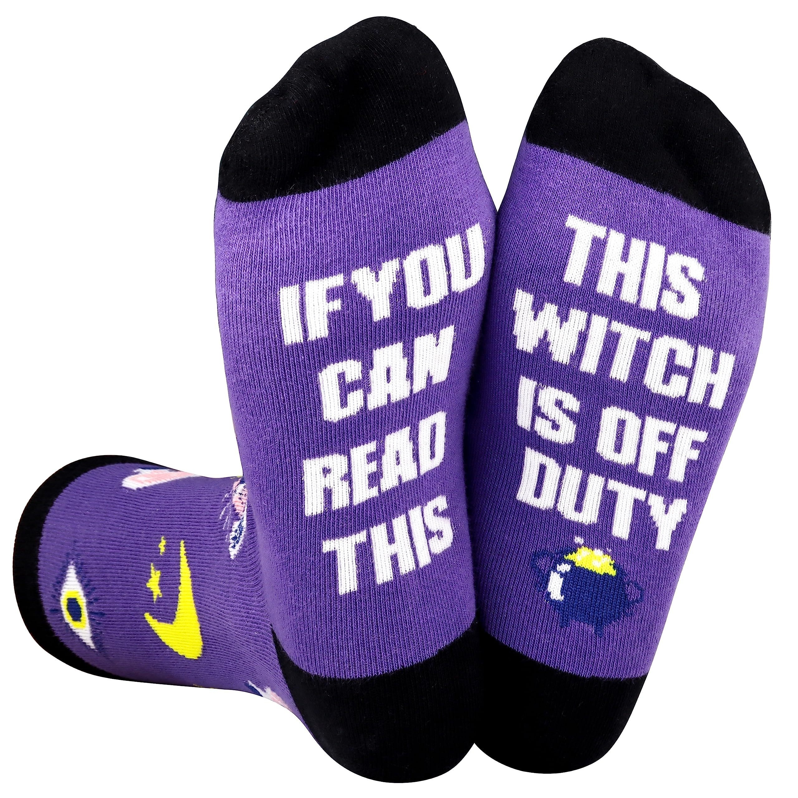 

Witchy Fun Women's Crew Socks - Comfy & Breathable Cotton , Halloween & Birthday Gifts, Fits Us 6-9