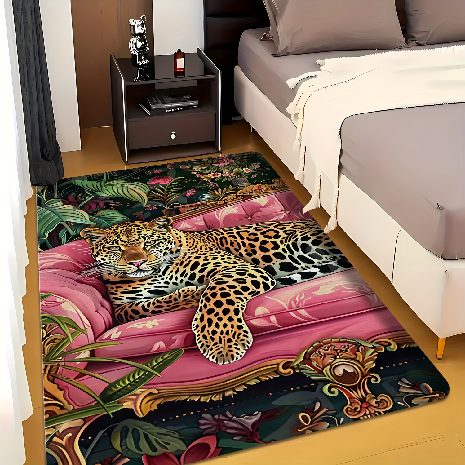 TEMU [product] 1pc Leopard Print Pattern Rug For Sofa - Washable - Living Room Coffee Table Rug, Suitable For Bedroom, Entryway Doormat, And Dining