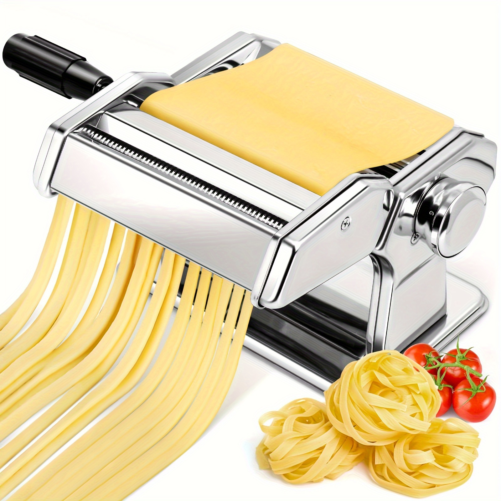 

Manual Pasta Maker Machine, Stainless Steel Pasta Roller And Cutter With 7 Adjustable Thickness Settings, Dual Width Noodle Maker For Pasta, Spaghetti, Fettuccine, Lasagna