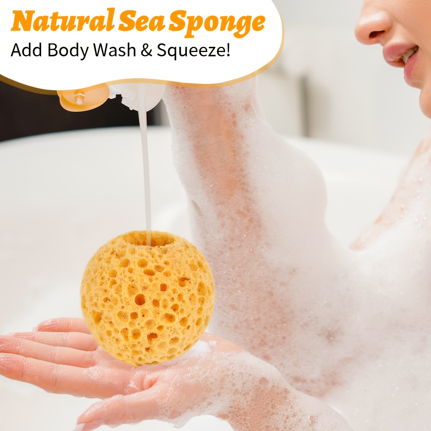 Soft Bath Sponge with Hole, Foaming Shower Sponge for Body Wash