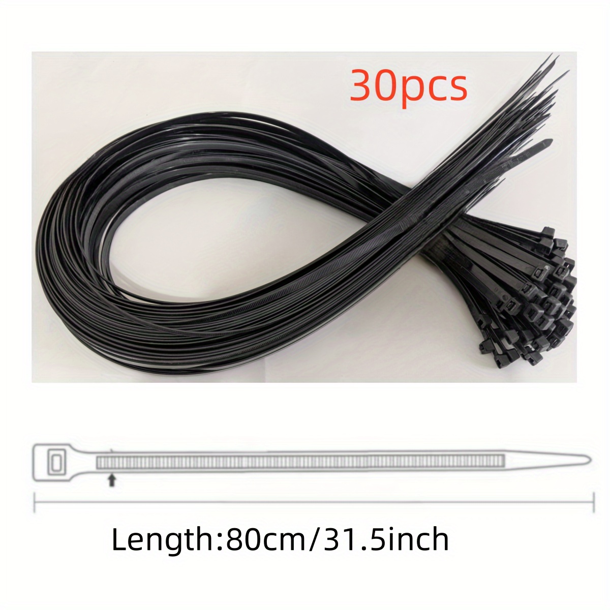Image of "" Heavy-duty Nylon Zip Ties - Self-locking, Large Sizes 80cm/90cm/100cm/120cm, Large Size Binding Straps Made Of New Material For Secure Bundling And Organization In Homes And Offices