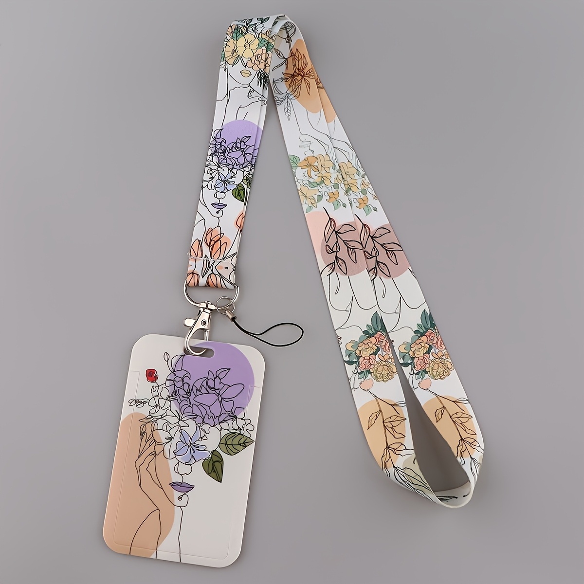 TEMU 2d 1pc Of Abstract Art Id Card Holder With Neck Strap, Detachable Keychain Badge Clip And Id/credit Card/pass Holder Lanyard, Suitable For