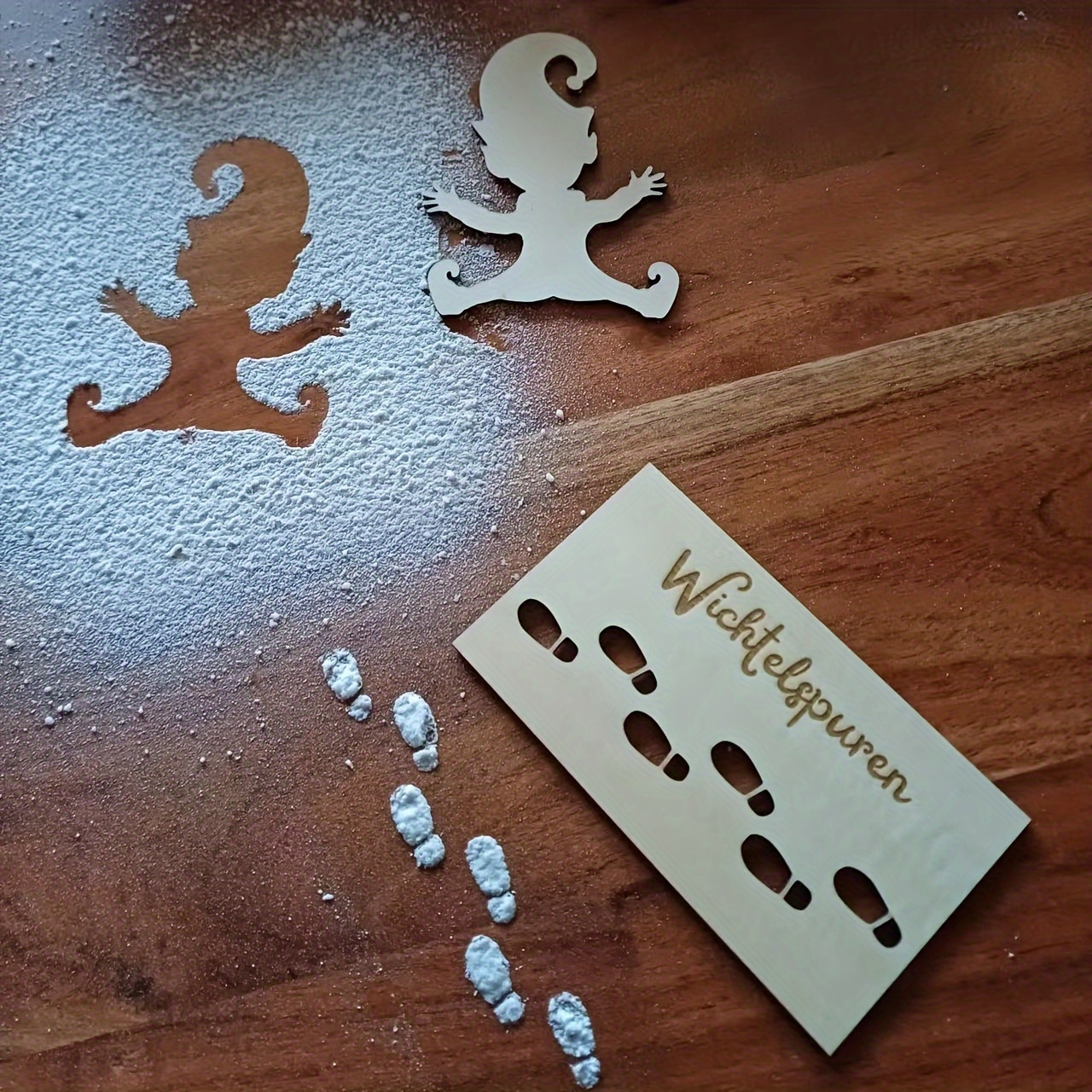 

Christmas Footprint Stencil Set - Laser-cut Elf Crafts For Decor, No Battery Needed, Best For Christmas