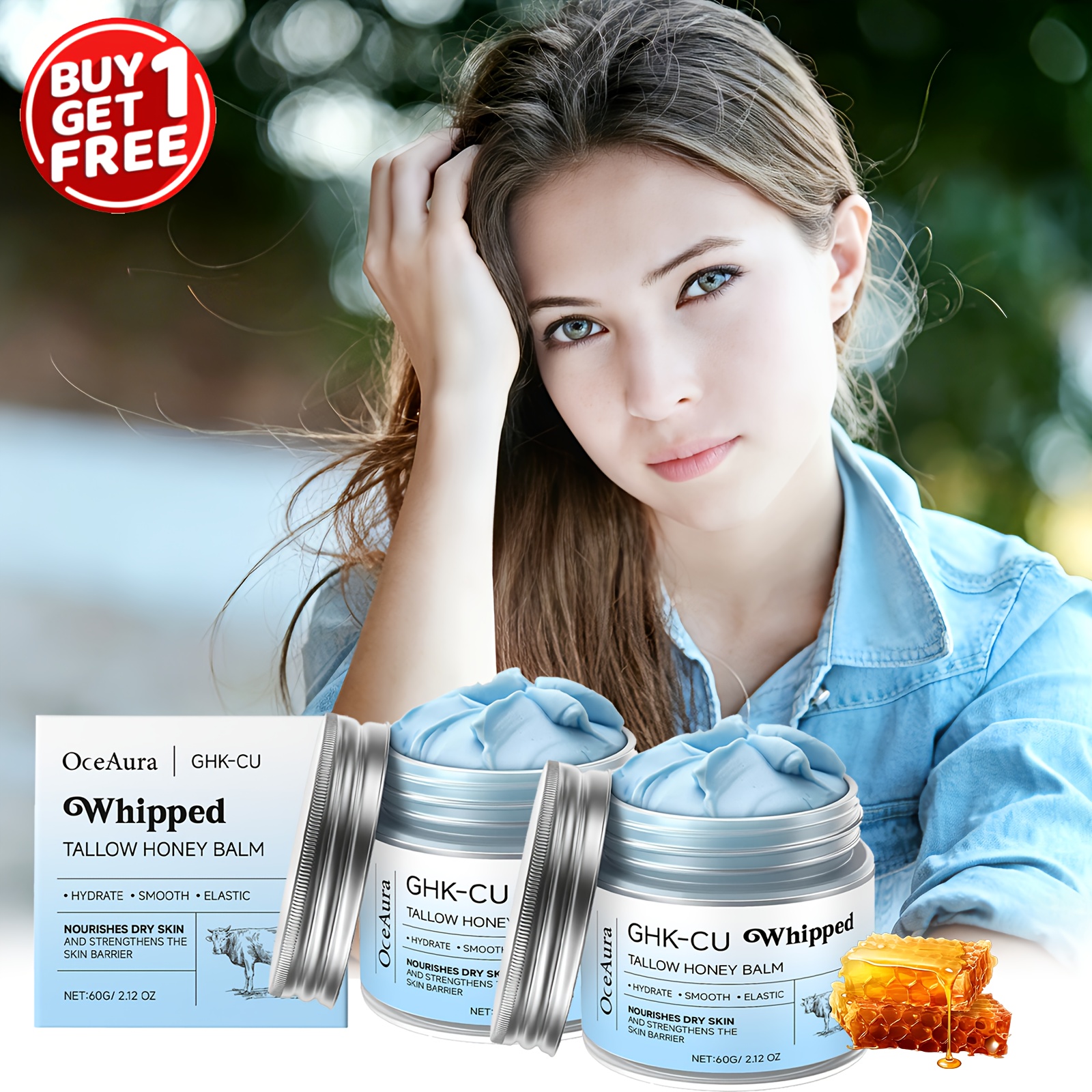 (Buy 1 Get 1 Free)*2pcs Whipped * Honey Balm | Contains Glycerin, Lard,  Honey, Nourishes And Evens * Tone * * And Smooth * It Delicate And *  Moisturizes to Reduce The * of Wrinkles