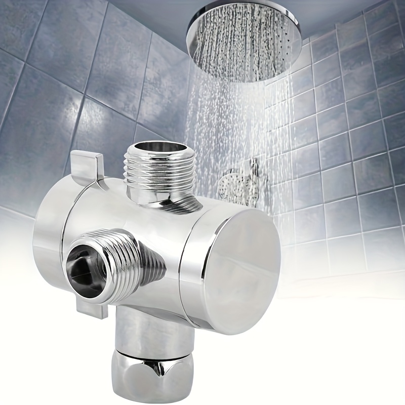 Image of American-style Divider - Silvery, 1pc, Bathroom Three-way Socket Water Divider, Faucet Shower Head Shower Arm Three-way Splitter, Swing Arm Adapter / For Shower And Bathtub Use Only, Px
