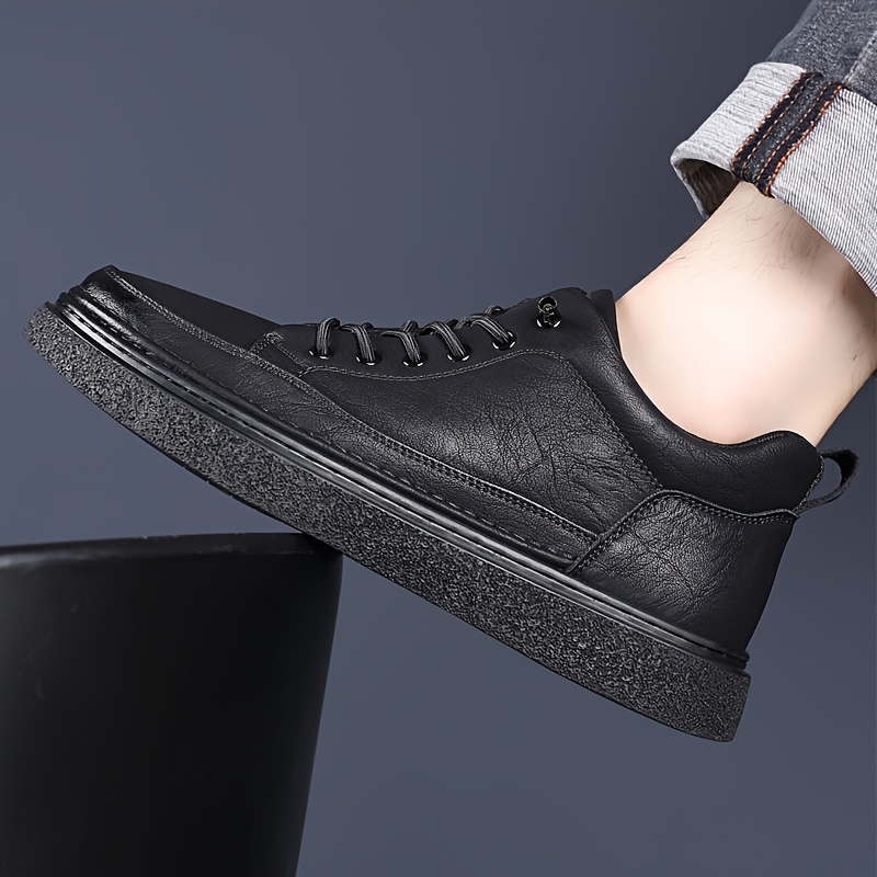 Men's Mid-Top Casual Sneakers - Lace-Up Design with Textured Finish & Chunky Platform Sole Comfortable Durable Footwear for Daily Casual, Streetwear & Weekend Wear
