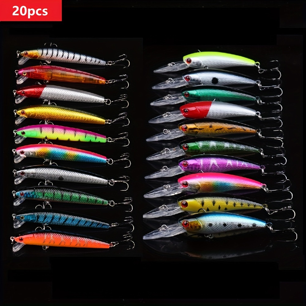 

Ensemble de 20 Leurres de Pêche Minnow de Couleurs Mélangées - Matériau ABS pour et la Pêche