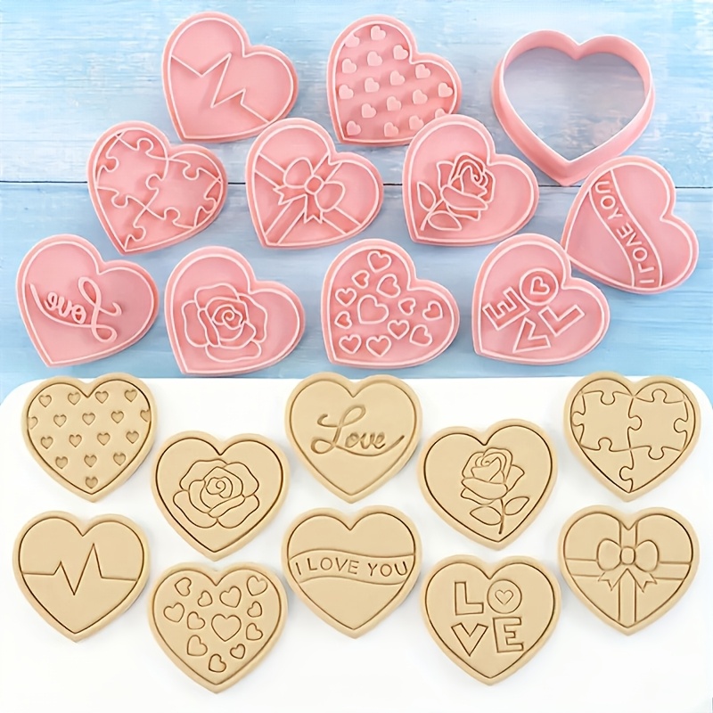 

10pcs Valentine's Day Heart Cookie Cutter Set - Love-themed Cookie And Gummy Mold, Suitable For Diy Baking And Kitchen Decoration