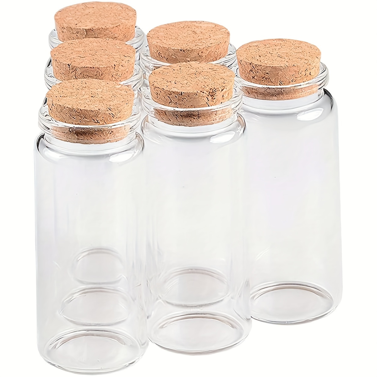 

6/12pcs 15ml Mini Clear Glass Bottles With Cork Stoppers - Diy Craft & Gift Jars, Transparent Rectangular Containers For Wedding Favors, Party Decor, Hand Wash Only