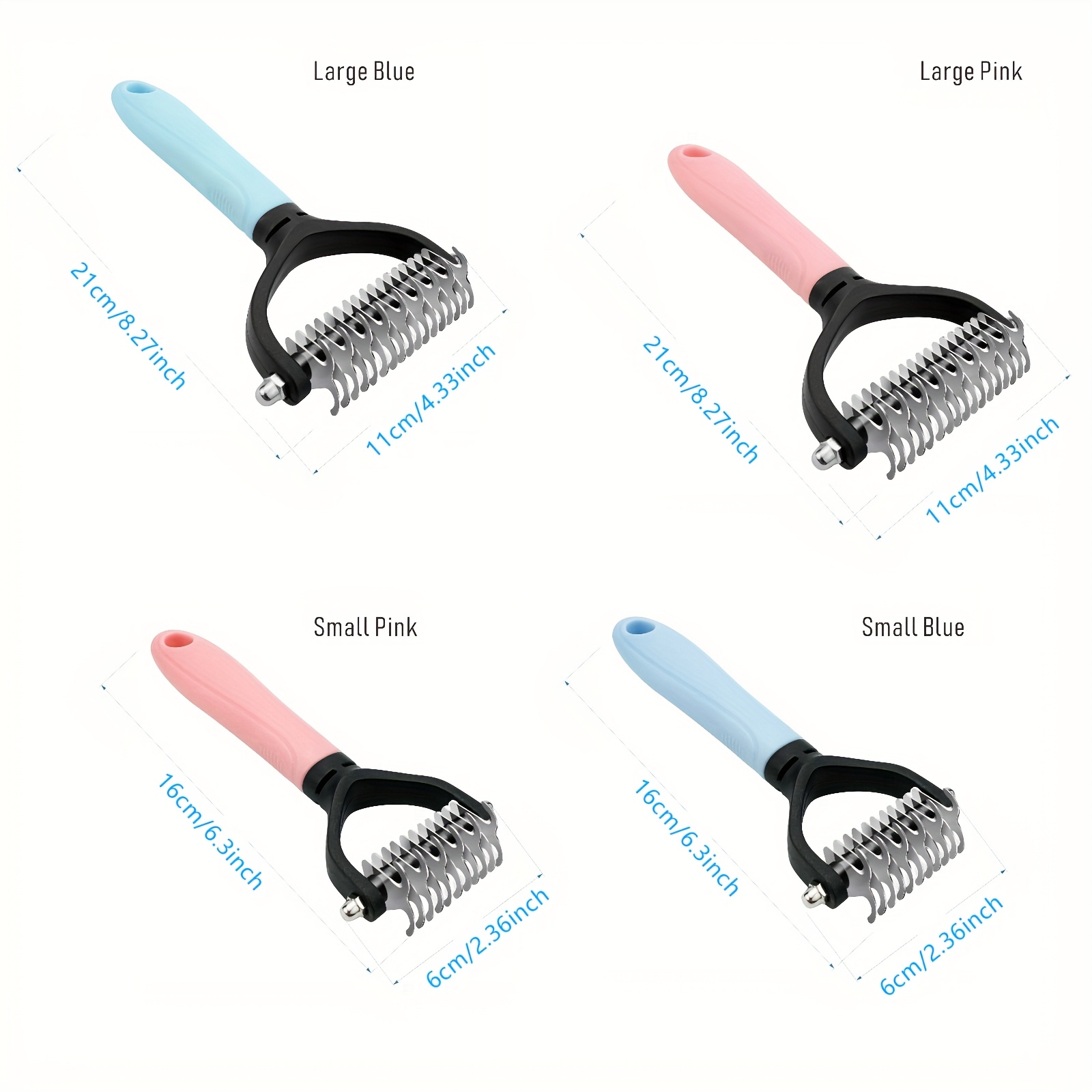 2pcs random color stainless steel pet dematting comb double sided   rake grooming tool   hair remover for dogs cats   remove   mats loose hair durable stainless steel for long haired pets