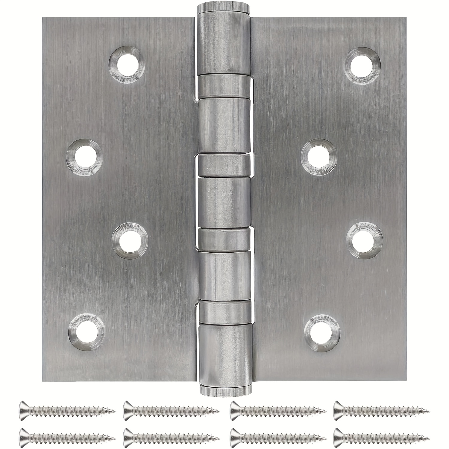 TEMU 6-pack 4-inch Heavy-duty Ball Bearing Door Hinges - Stainless Corner Design, Brushed , Suitable For Indoor/outdoor Security Doors And , Metallic