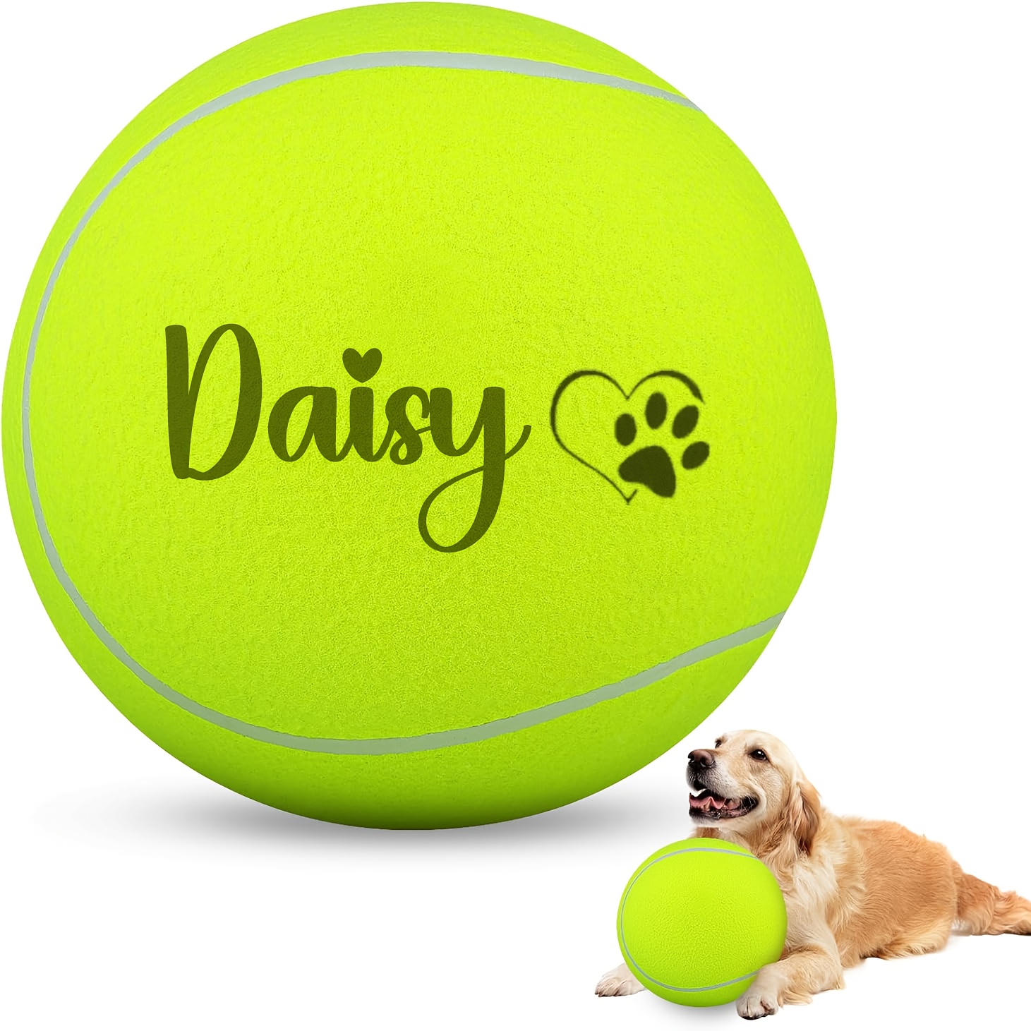 TEMU Gepersonaliseerde reusachtige tennisbal voor honden: 9,5" premium ballen voor honden voor buitenspelen, groot tennisbal speelgoed voor honden,