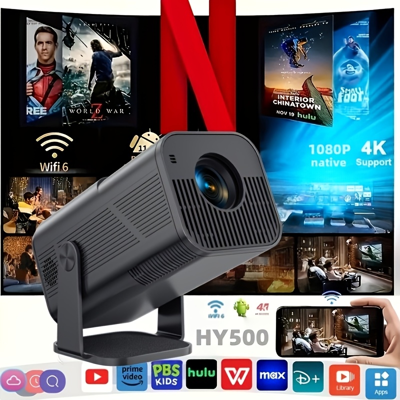 4k full hd smart projector wireless projector supports wifi and wireless local 1080p resolution built in speaker compatible with iphone   system supports netflix and youtube