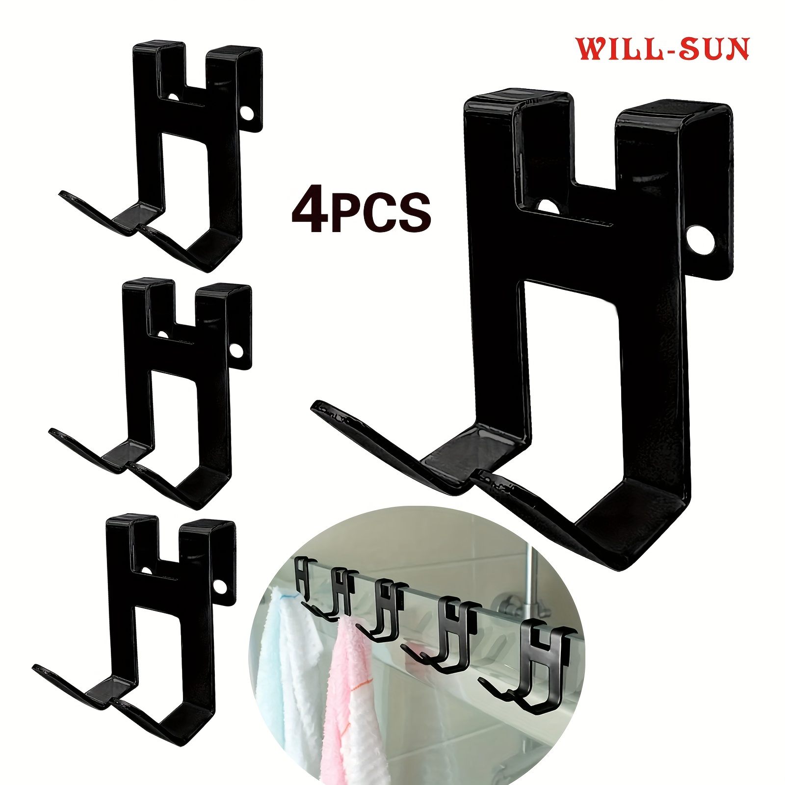 TEMU 1 stuks/2 stuks/4 stuks Punch-vrije Haakjes voor Thuis, Sterke Draagkracht, Metalen Haakjes voor Badkamer Opbergrek, Hangende Scheerapparaat,