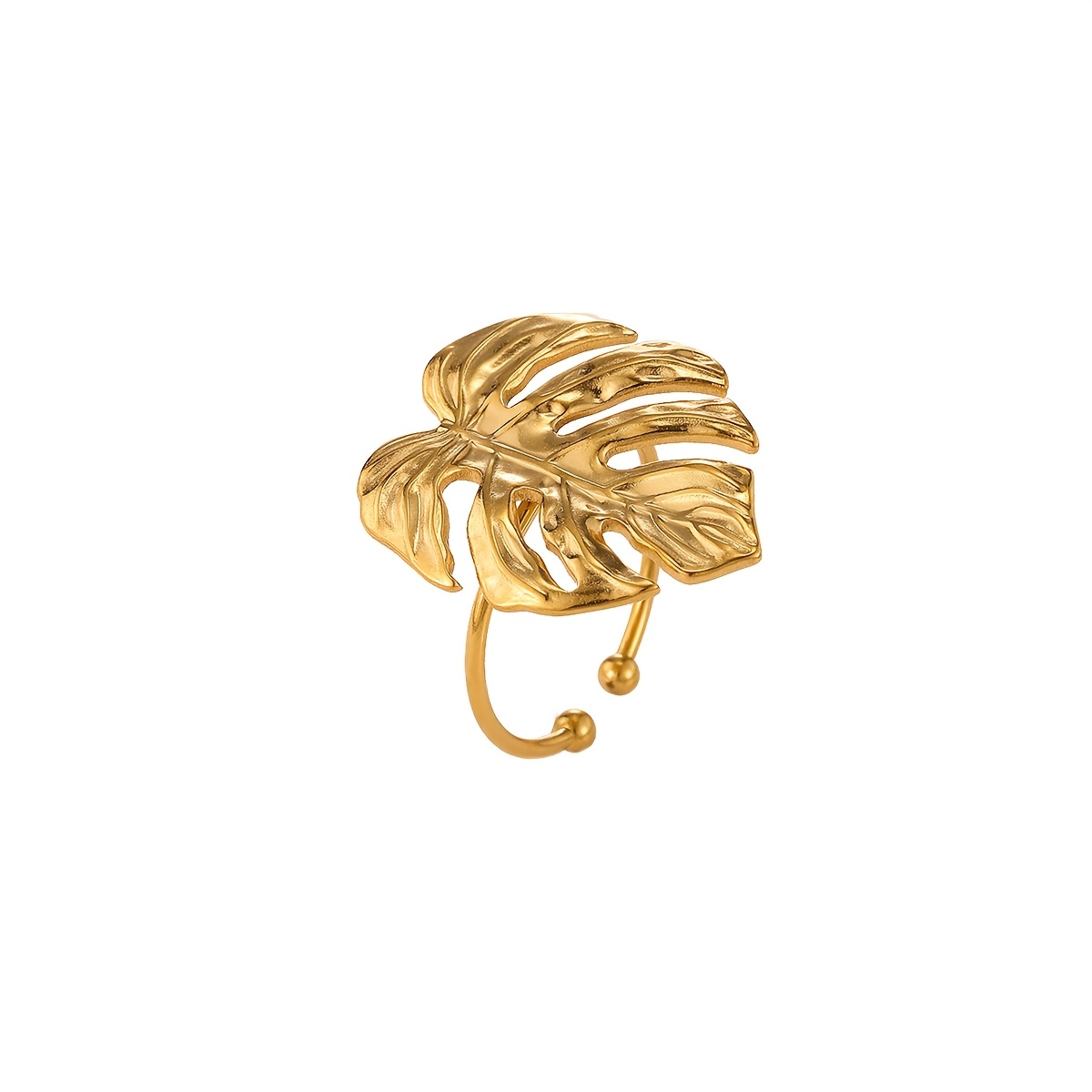 TEMU 1pc Elegant Golden Stainless Steel Turtle Leaf , Ideal Gift For , Daily Wear, Holiday Present, Women's Accessory