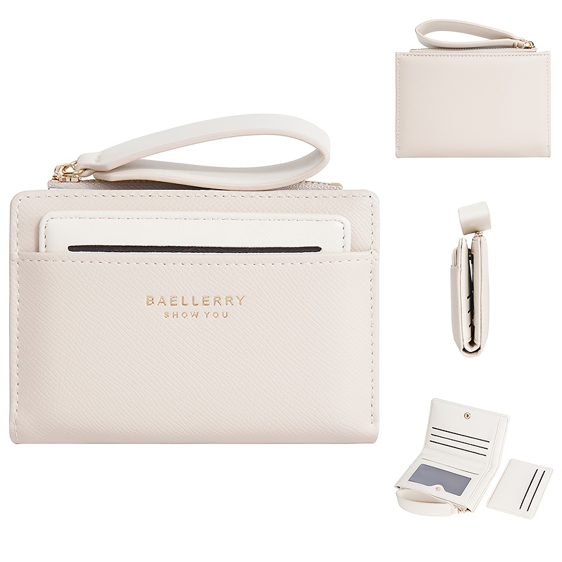 TEMU Baellerry Petite Porte-Monnaie pour Femmes, Nouveau Porte-Cartes de Crédit Court de Couleur Unie, Pochette de Carte Bancaire avec Fermeture